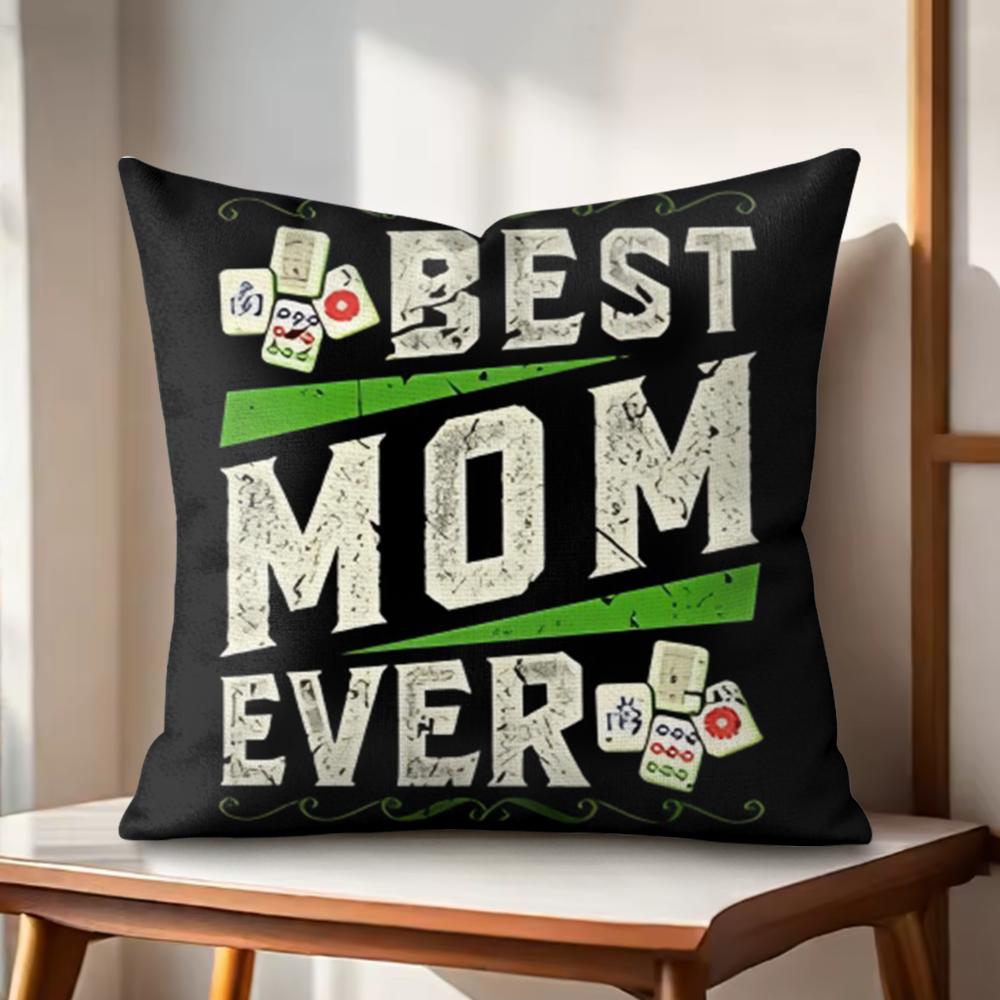 Best Mom Ever Cushion Cover Natural Linen Organic Fabric DoubleSided Printing Couch Pillow Covers Home Decor
