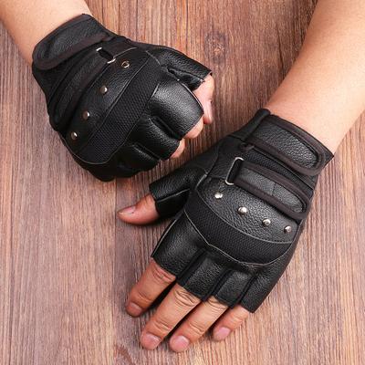 Half Finger Leather Gloves New Men and Women Sports Cycling Mountaineering Outdoor Motorcycle Sunshade Non Slip Fitness PU Gloves