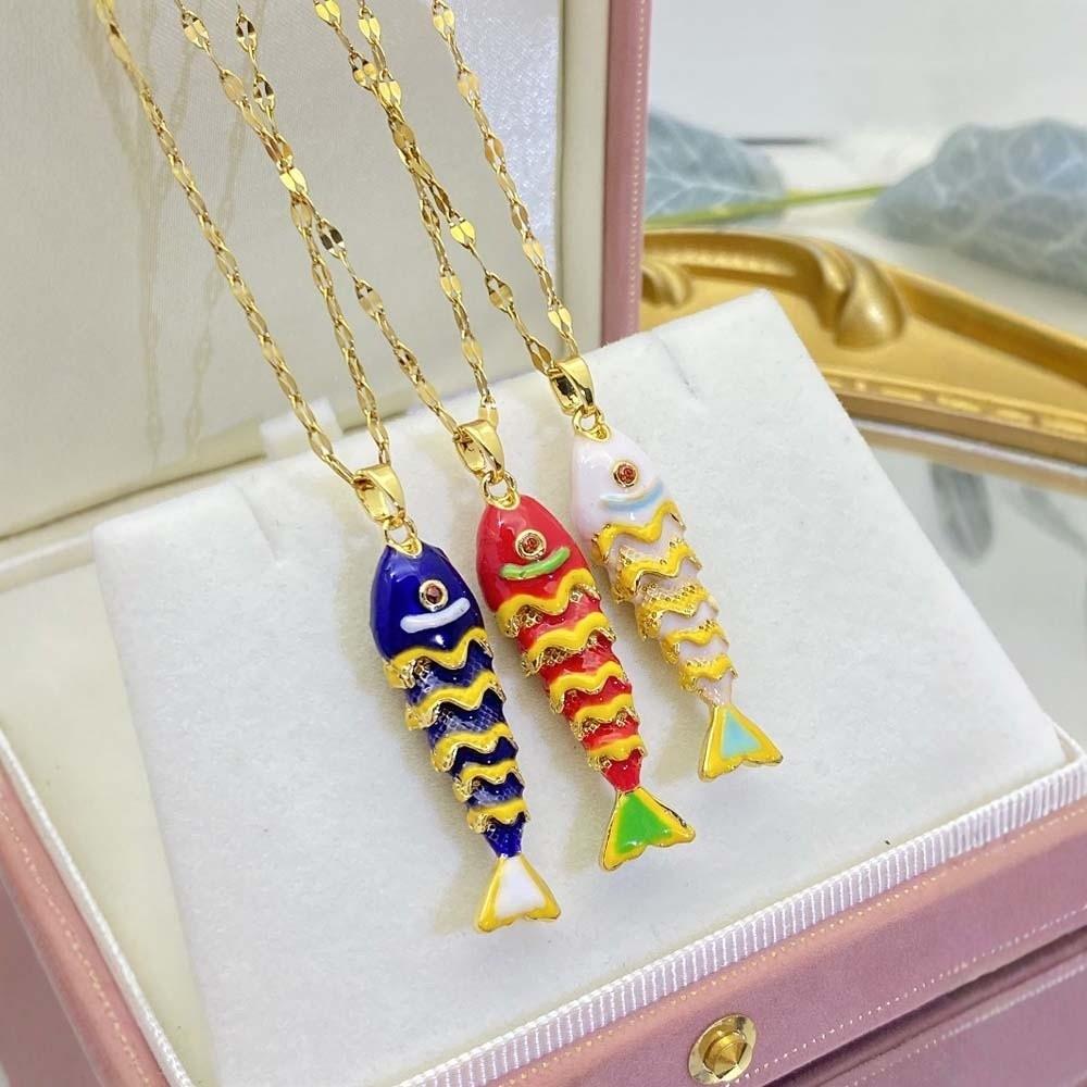 3D Brass Colorful Small Koi Jewelry Accessories Drip Oil Fish Movable Mini Metal Fish Earrings