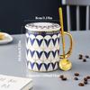 British Style Creative Golden Edged Ceramic Coffee Cup with Lid Office Couple Mug Afternoon Tea Cups Household Drinkware