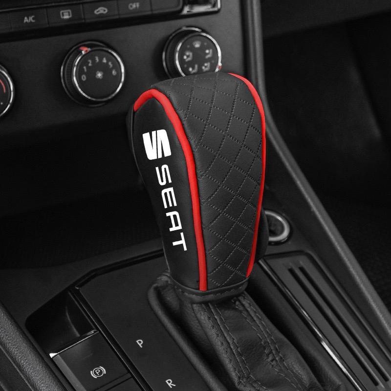 rldf3 New Leather Car Gear Shift Knob Covers Non-Slip Handle Cover For Seat Leon 5F Mk3 Ibiza Tarraco Arona Ateca Alhambra Accessories
