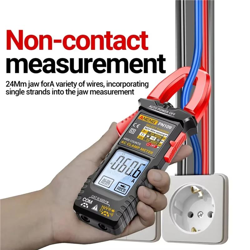 AB34- PN109 Smart Clamp Meter Digital Multimeter 4000 Counts 600A High Current Non-Contact Voltage Tester NCV Capacitance T