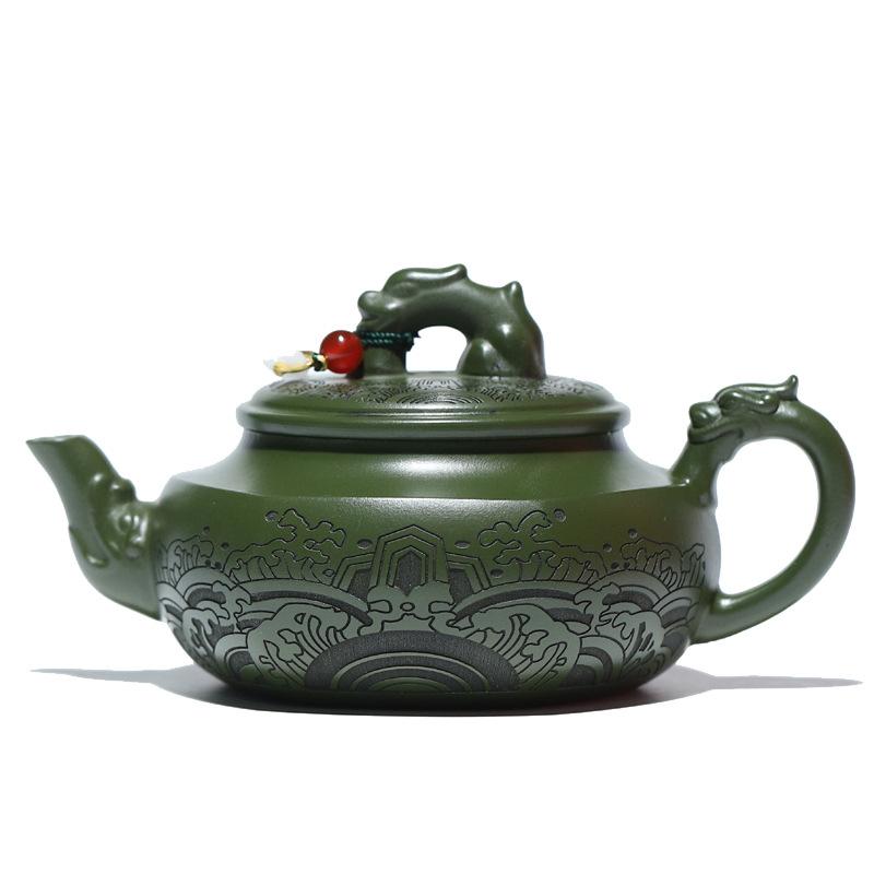 

200 мл китайские исинские чайники из фиолетовой глины высокого класса, знаменитый чайник ручной работы с видом на море, изумрудно-зеленый глиняный чайник, чайный сервиз Zisha