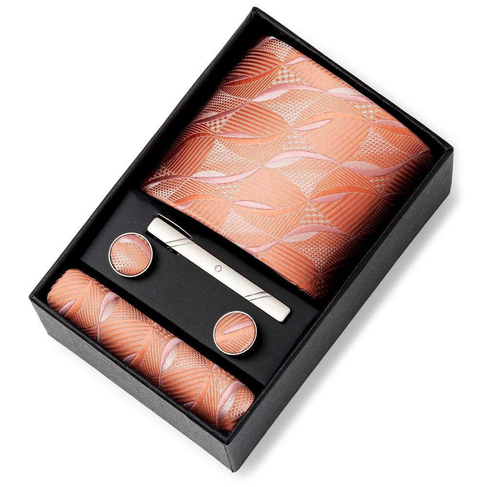 Men'S Tie Net Color Striped Jacquard Yarn Business Professional Tie Set Men'S Gift Box