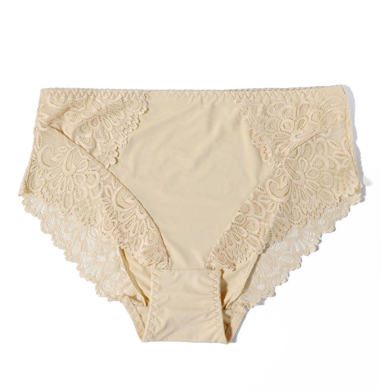 Women Plus Size Daily Panties Breathable Comfortable Middle Waist Half-Transparent Brief 0Xl - 5Xl - 6003