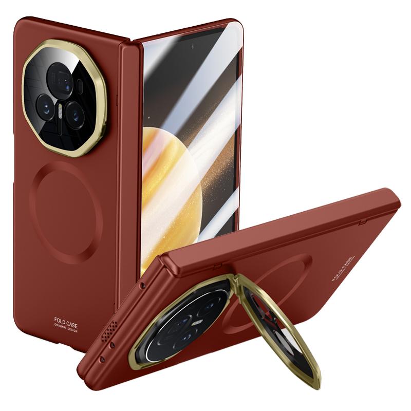 Luxury Magnetic Matte Hinge Protection Stand Case for Honor Magic V3 5G 7.92 PC Material Shockproof Cover with Screen Glass Film