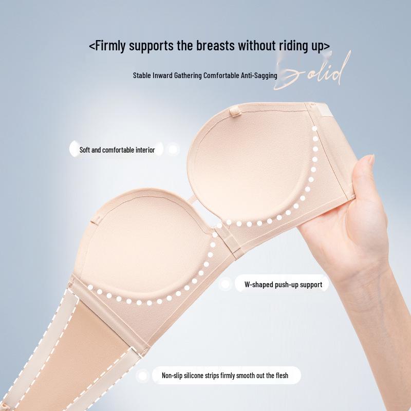 Seamless Push-Up Strapless Bra for Women with Small Chest - Sexy Cross Back, Wireless Side Support