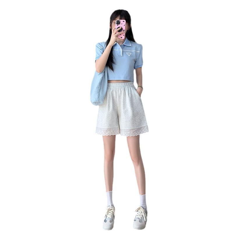 Summer Women's Thin New Straight High Waist Outer Wear Wide Leg Pants Thin Five-point Pants