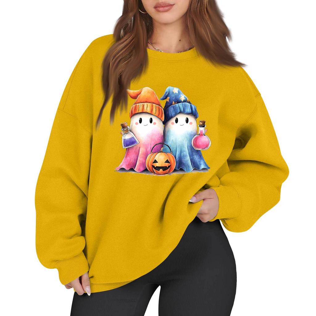 Women's Casual Fashion Long Sleeve Printed Round Neck Sweatshirt Top