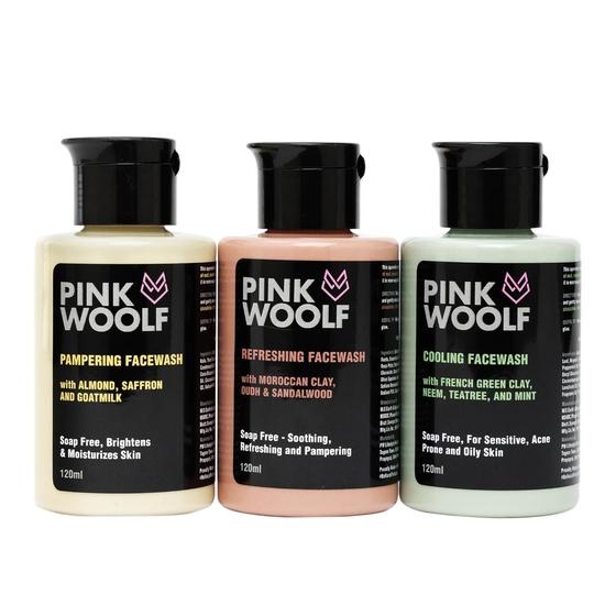 Pink Woolf Face Wash Combo Kit For Men And Women | Promotes Healthy Skin, Removes Oil & Dirt, Energizes Skin | Suitable For All Skin Types (Pack Of 3)