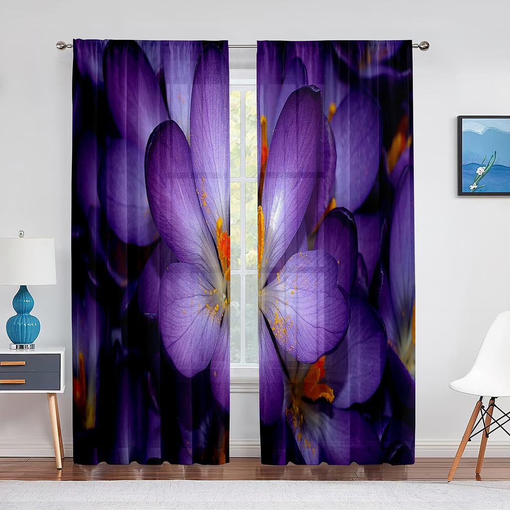 Weiße Blütenstaubgefäße Nahaufnahme Transparenter Voile Vorhang Fensterdekoration für Wohnzimmer Schlafzimmer Dekor Vorhänge Chiffon Tüll Vorhang