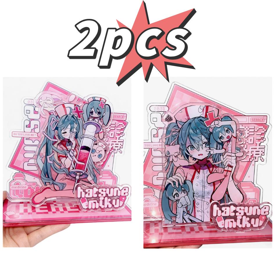 2Pcs Kawaii Miku Anime Peripherals Acrylic Standing Sign Ornament Originality Personality Acrylic Bracket Fans Collect Gifts