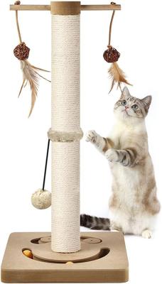 AUSCAT Cat Scratching Post, Multi-Purpose Cat Toy, Unlimited Play, Stable, Durable, Long-Lasting, Helps Relieve Stress and Exercise, Made of Natural