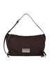 Side Zipper Fabric Shoulder Bag In Brown