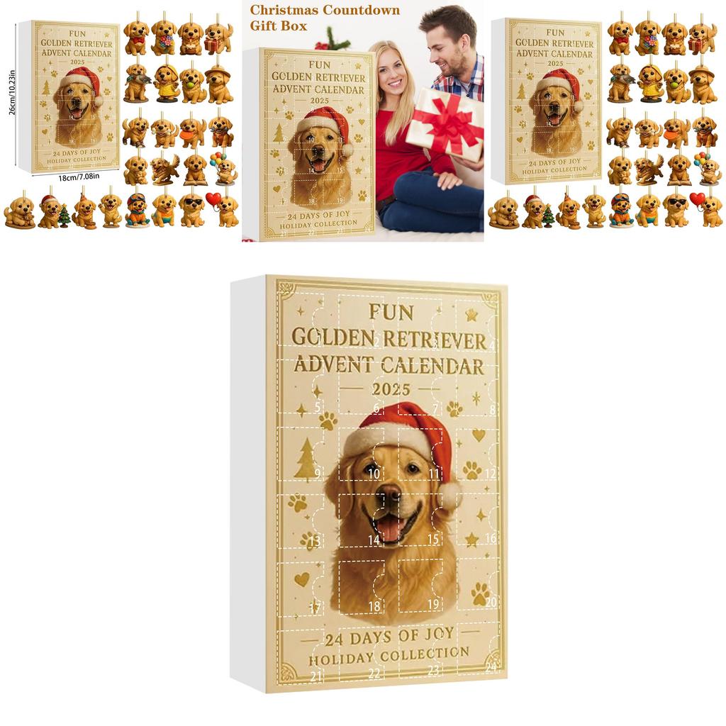 Dog Theme Christmas Advent Calendar With Acrylic Animal Figures For Holiday Gift Giving