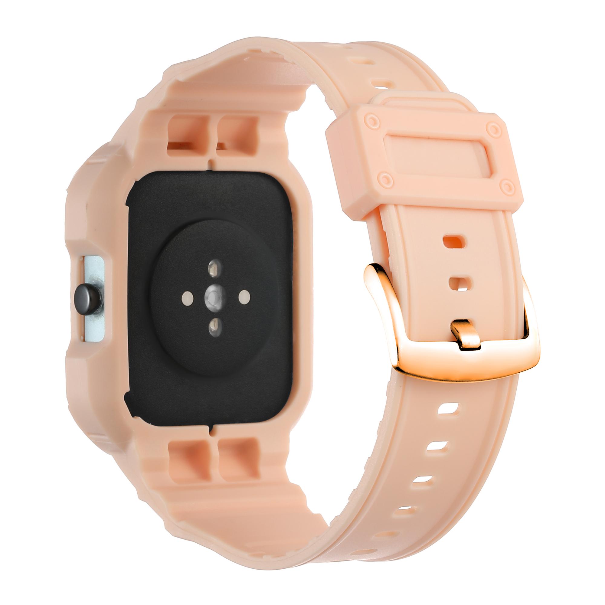 

For Huami Amazfit GTS 1/2/3/4 One-piece Soft Silicone Replacement Watch Strap with Watch Case Pink