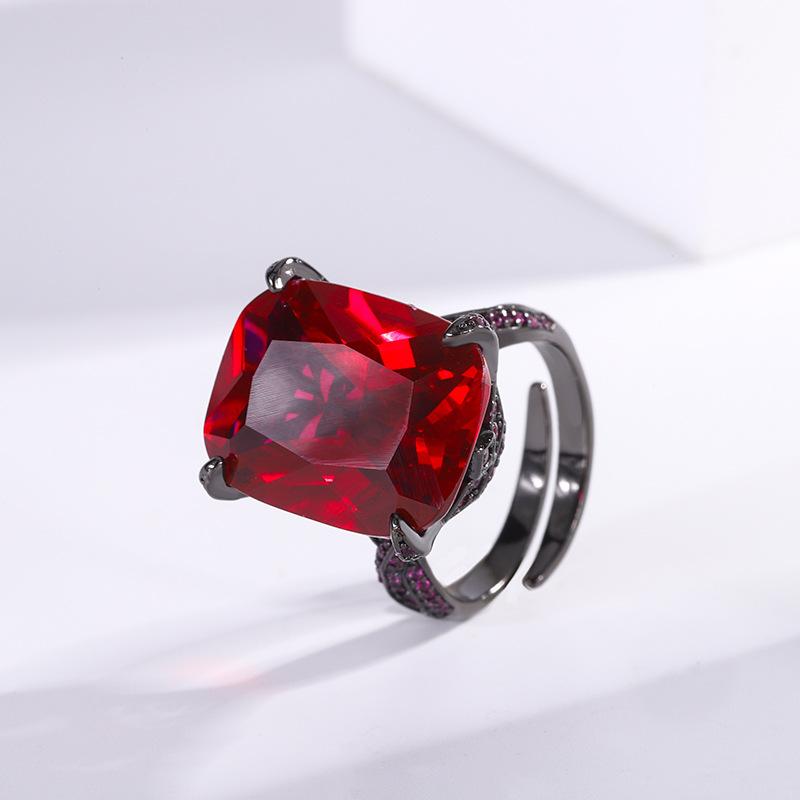 Jewelry Simulation Red Corundum Bird'S Nest Cut Black Gold Retro Set 15 * 20