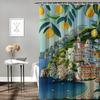 Charming Mediterranean Village Waterproof Shower Curtain - Vibrant Lemon Tree Design for a Coastal and Inviting Bathroom Decor
