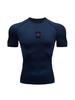 Mens WhiteCompression Short Sleeve T-Shirt Small Red And Black Badge Graphic Quick Dry Breathable High Elasticity Gym Workout And Running Athletic Top