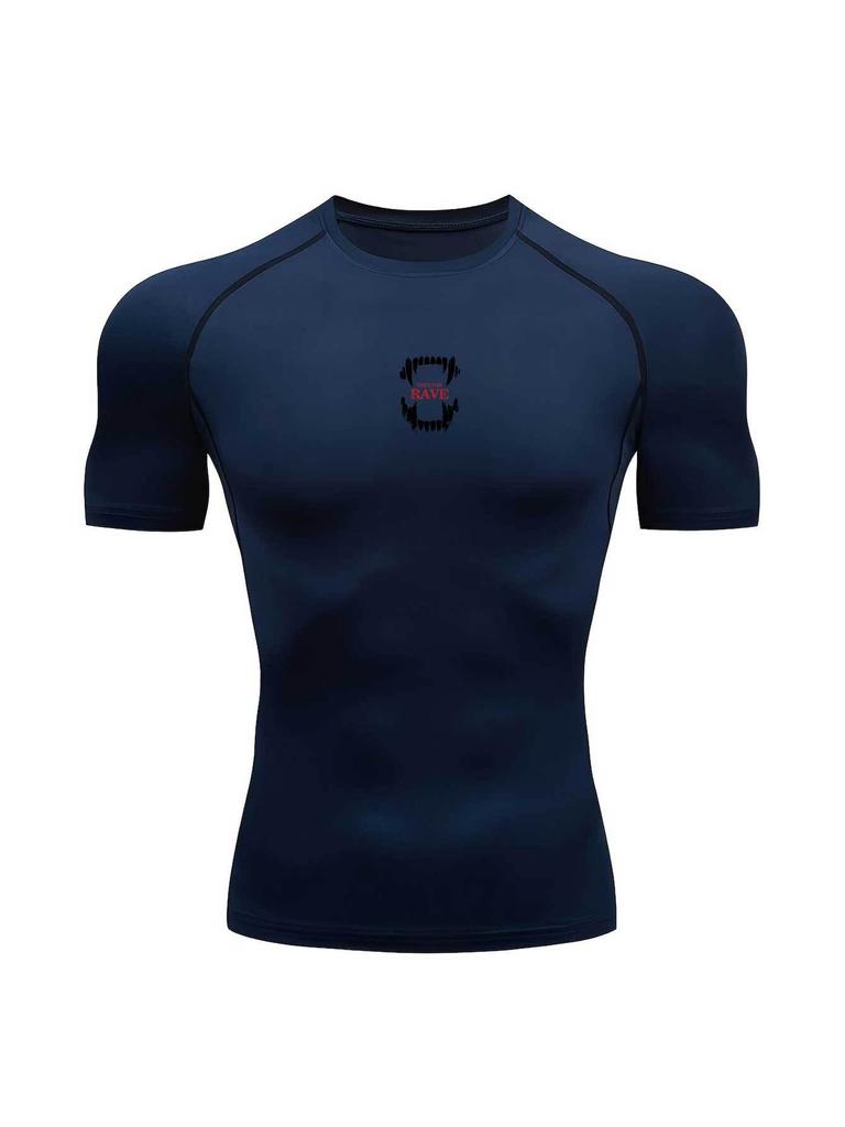 Mens WhiteCompression Short Sleeve T-Shirt Small Red And Black Badge Graphic Quick Dry Breathable High Elasticity Gym Workout And Running Athletic Top