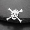 Gotische Totenkopf Brosche für Männer Frauen Punk Skelett Knochen Broschen Anstecker für Hemd Hüte Rucksäcke Halloween Edelstahl Schmuck