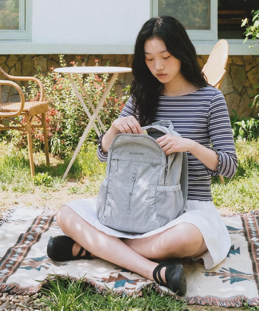 Masmarulez Curved Shirring Backpack_Silver Gray