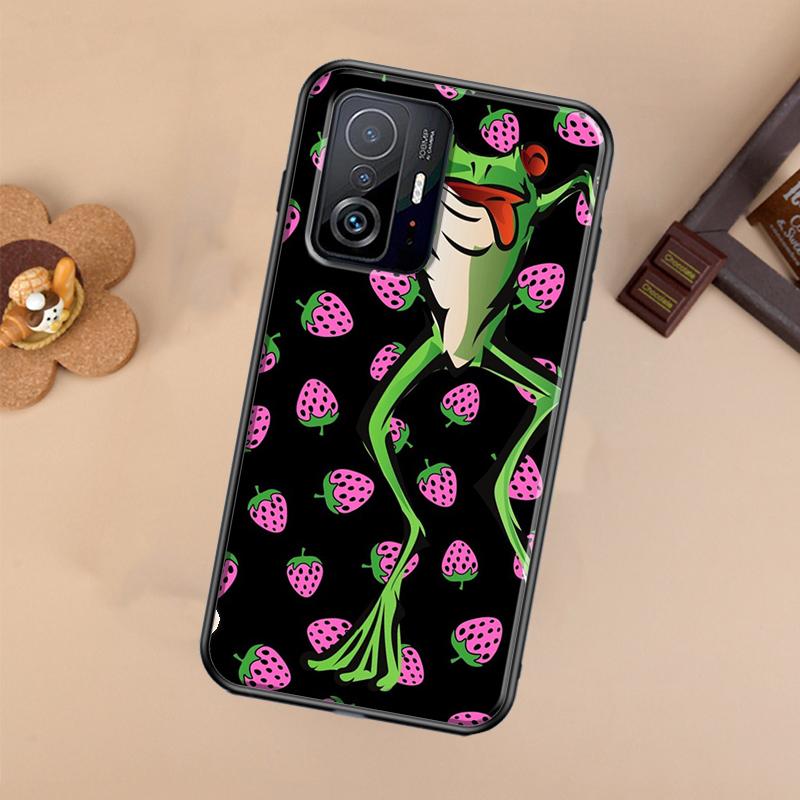 Cottagecore Fruit Strawberry Frog Case For Xiaomi POCO X7 Pro X3 X5 X6 F3 F5 F6 M6 Pro 11T 12T 13T 14T Pro 13 14 Ultra Cover