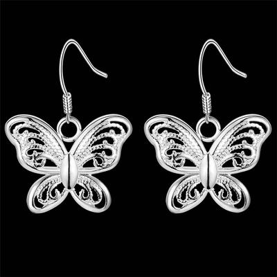 925 Sterling Silver Beautiful Butterfly Drop Earring For Women Fashion Holiday Gifts Classic Party Wedding Jewelry