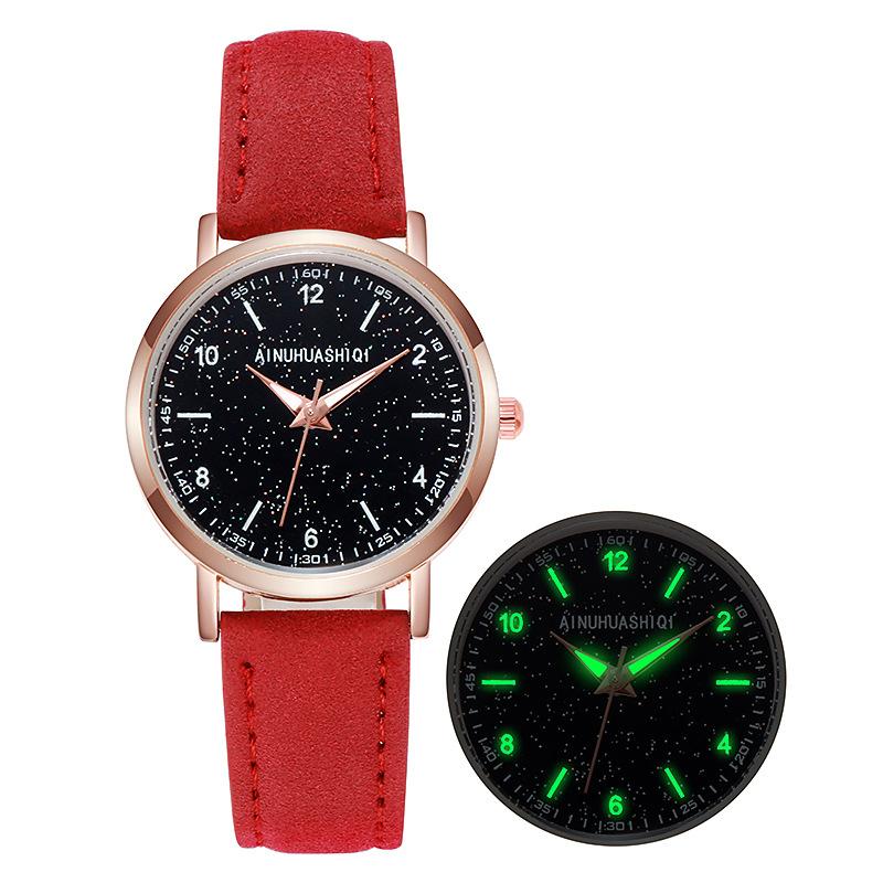 Fashion Quartz Analog Watches for Women Leather Strap Starry Sky Watch Casual Business Watch