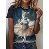 New Cute Cat Dances Ballet T-Shirts 3D Print Women Short Sleeve Round Neck T Shirt Summer Tees Harajuku Y2K Tops Female Clothing