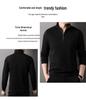 Men's Half-Zip Long-Sleeve Stand Collar T-Shirt, New Arrival for Spring/Autumn, Solid Color, Stylish Base Layer for Middle-Aged & Young Men