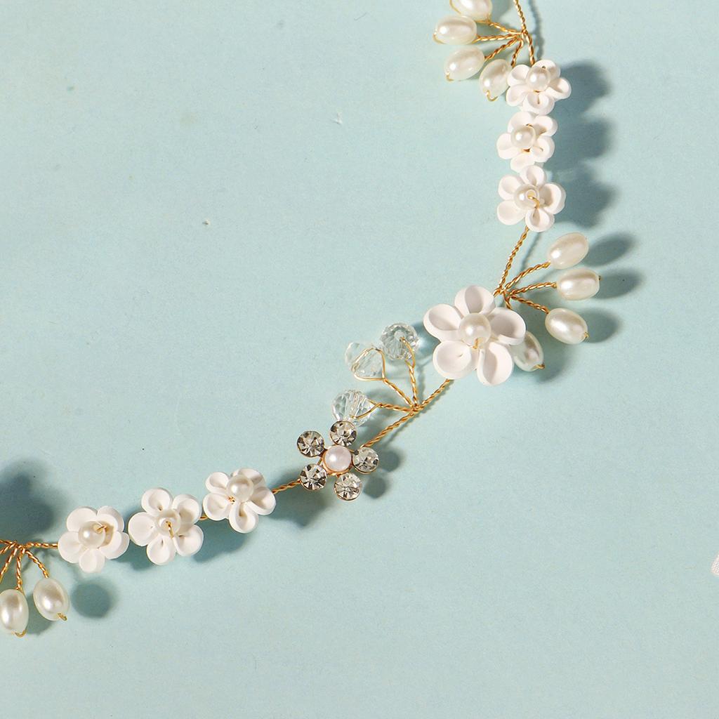 Lawn Wedding Round Garland Headband Luxurious Flash Pearls Hair Accessories for Women Hairstyle Making Tool