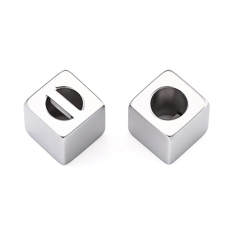 Labubu Polished Stainless Steel Square Pendant Bead for DIY Jewelry - Customizable Logo