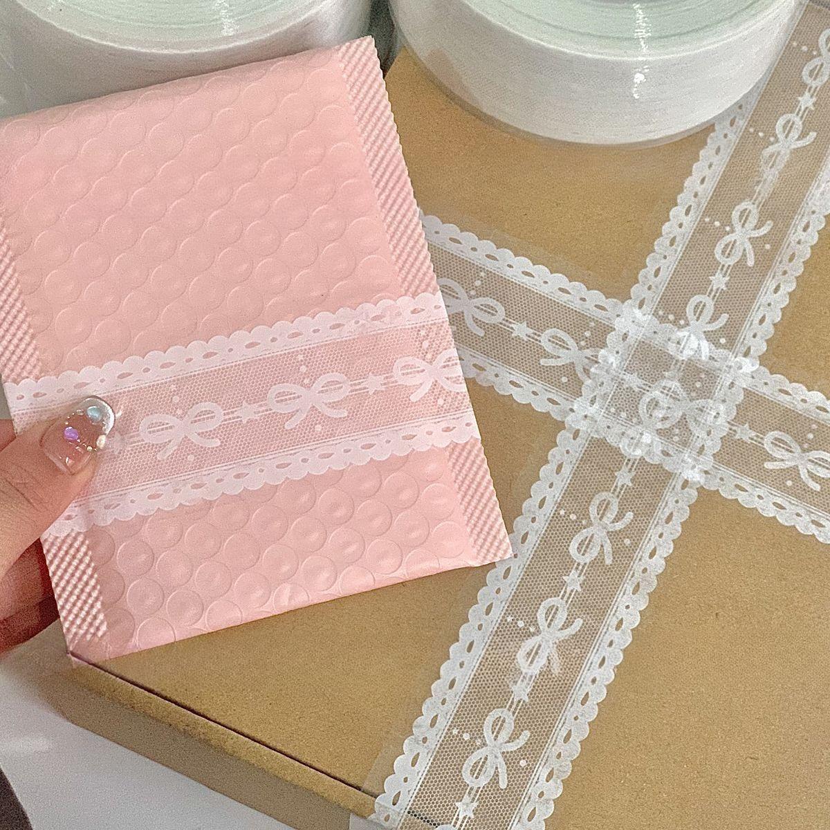 New Hot Sale Snowflake Scotch Tape Ins Winter Ballet Lace Scotch Tape Packaging Self-adhesive Sweet Girl Creative Tape 100m