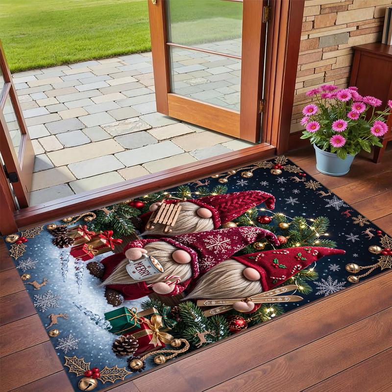 Christmas Printed Square Area Rug Soft Non Slip Floor Carpet For Bedroom Holiday Gift