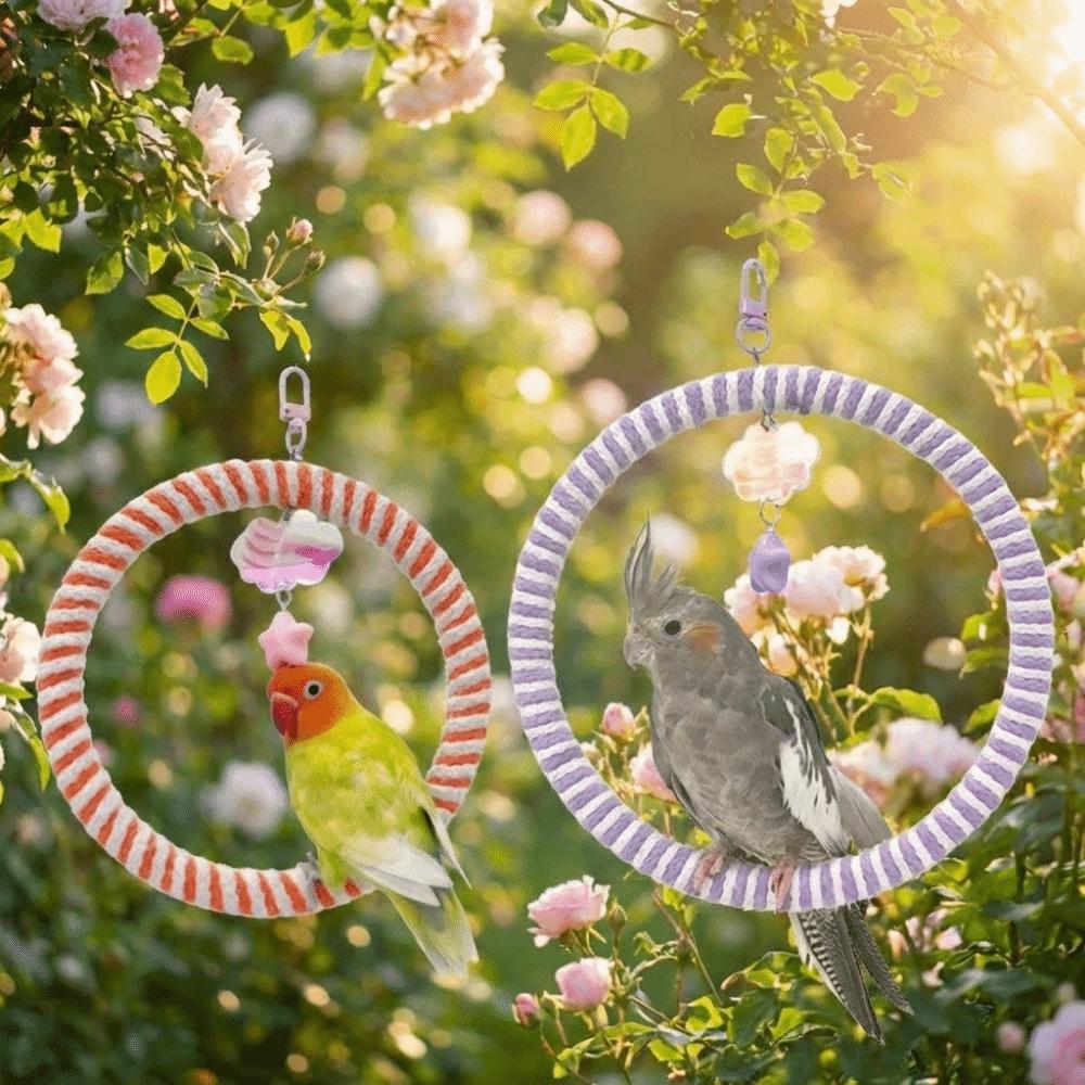 Wear-Resisting Bird Toy Swing Hanging Parrot Perch Multi-Function Parrot Swing Ring  Cockatiel