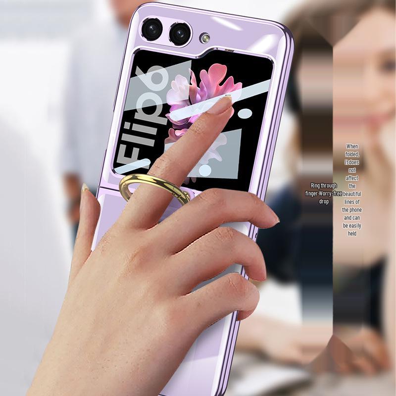 Samsung Z Flip6 Foldable Phone Case with Integrated Ring & Protective Film