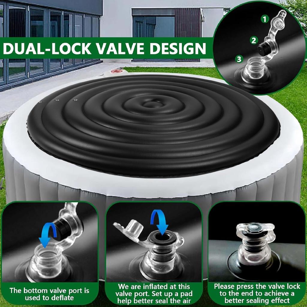 128-158-180CM Inflatable Hot Tub Cover Adjustable PVC Rainproof Protective Outdoor Round Hot Tub Cover for SPA Pools