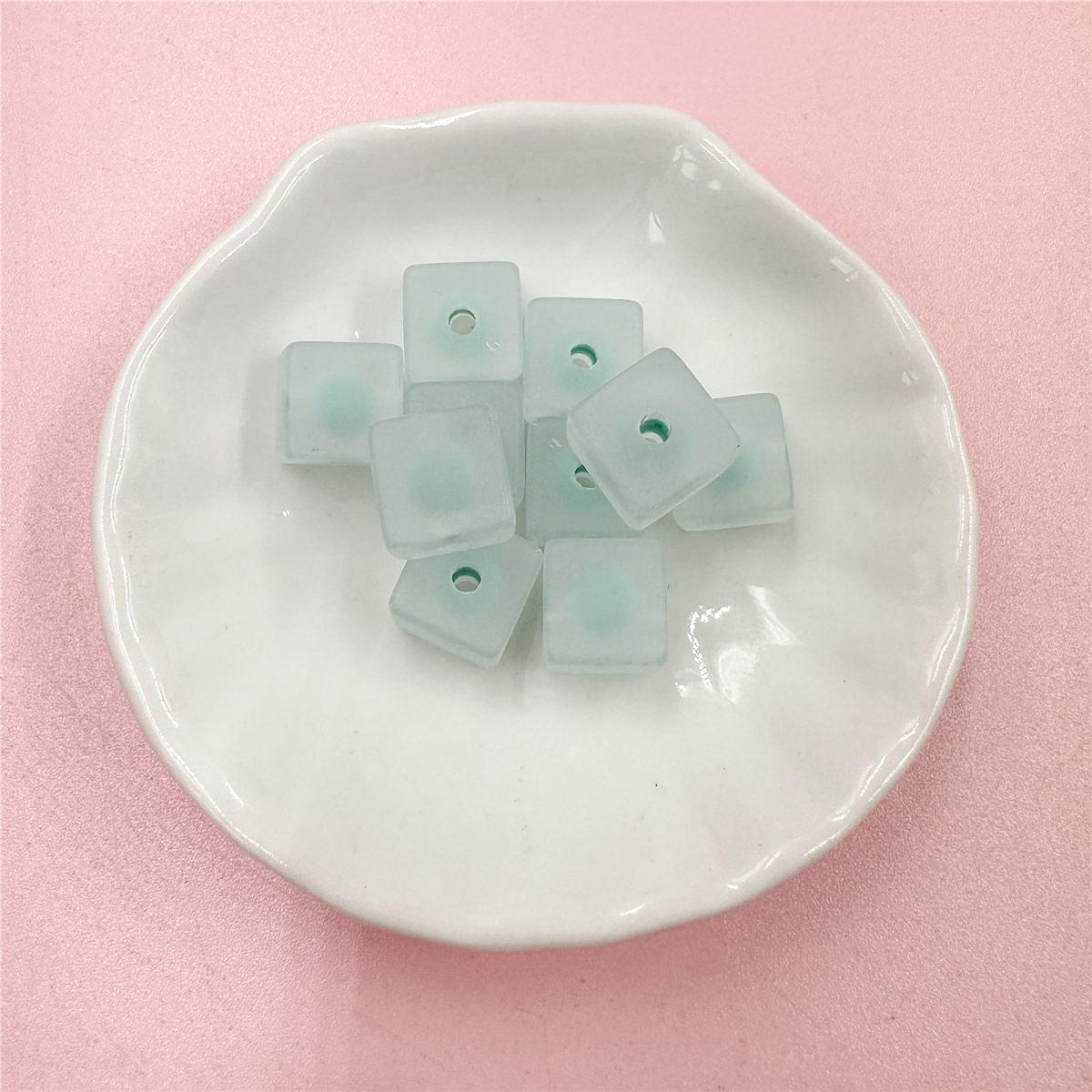 

Acrylic Fashion Frosted Mobile Phone Chain DIY Handmade Materials Square Loose Bead Bracelet 10mm Jewelry Accessories 10Pcs зелений