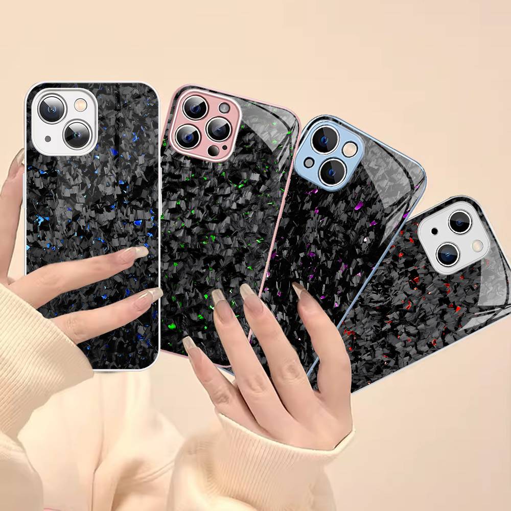 Forged Carbon Fundas Tempered Glass For Iphone 14 13 12 11 Pro Mini XS MAX 14Plus X XS XR Fundas