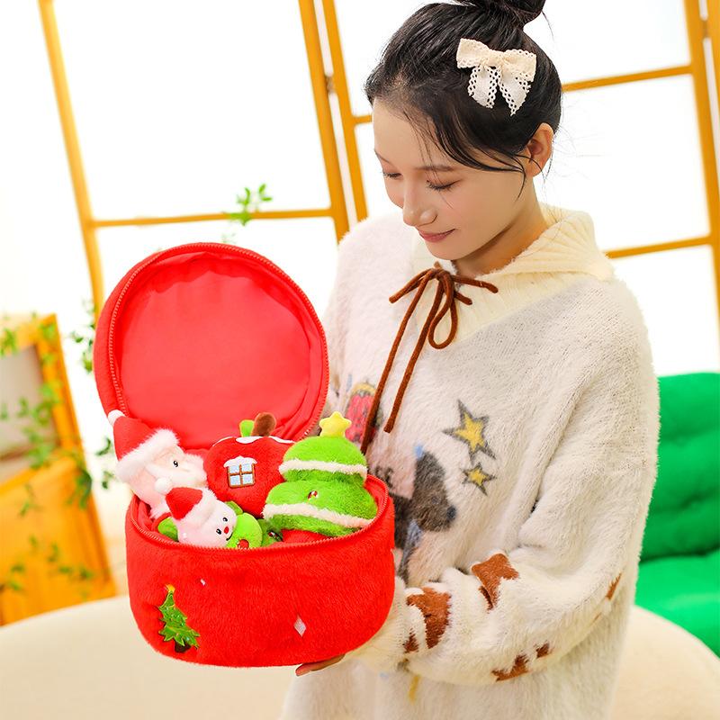 Neue Weihnachts-Serie Plüschtiere geschmückte Weihnachtsstrümpfe Geschenkbox Weihnachtsgeschenke Schneemann Weihnachtsbaum