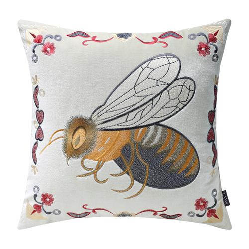 European Cushion Cover Animal Bee Embroidery Pillowcases Exquisite Cojines Decorativos Para Sofa Decorative Pillows Cushions