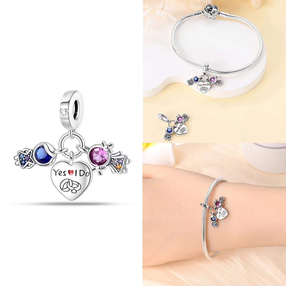 Exquisite Copper Original Red Heart Bicycle Love Couple Charms Beads Fit Bracelet Valentine'S Day Gift Women Jewelry Diy