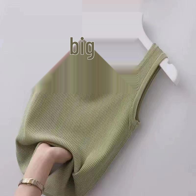 Damski Top Tank na ramiączkach z prążkowanej lodowej jedwabiu w dużych rozmiarach - Wyszczuplająca bezrękawnikowa warstwa bazowa