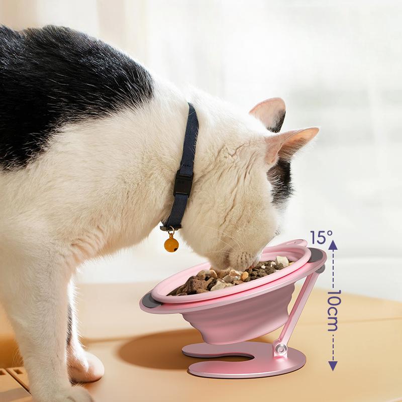 Haustier Katze Napfhalter Kreativ Verstellbar Aufbewahrung Katzenfutter Spieß Futter Napf Haushalt Nackenschutz Tragbar Faltbar Haustier Futterspender