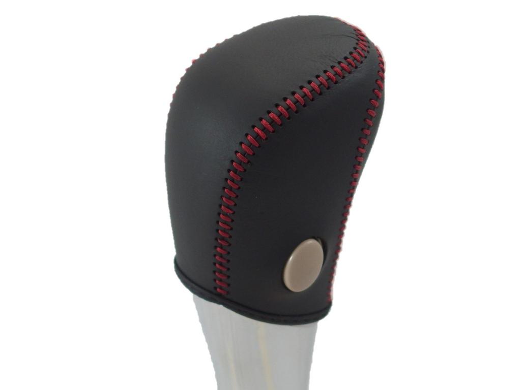 TricoloreExchange Tricolore EX T32 Teana Black Leather X Red Stitching DIY Shift Knob Genuine Leather Wrapping Kit 1BK3N21B1B1R X-Trail/33 3N-21