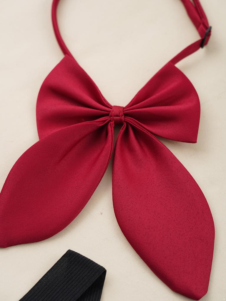 Girls Preppy Style Turndown Collar Bow Top Long or Short Sleeve Button Down with Elastic Waistband Overalls Skirt and Socks Outfit