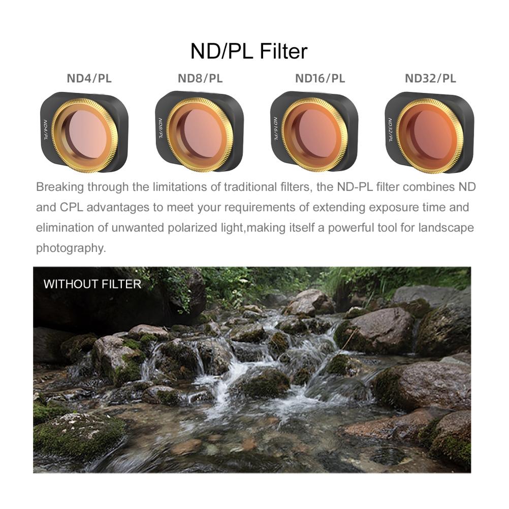 Lens Filters Set Compatible for Mini 3 Pro Drone CPL ND PL Dimming Camera Lens Protection Filters Easy Install Drone
