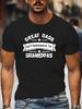Unisex Black Tee Classic Grandpa Slogan Funny Text Graphic Print Crew Neck Short Sleeve Summer Casual Male Cotton Street Top