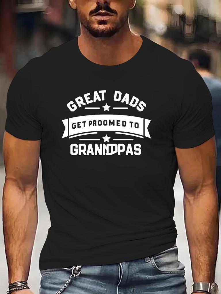 Unisex Black Tee Classic Grandpa Slogan Funny Text Graphic Print Crew Neck Short Sleeve Summer Casual Male Cotton Street Top